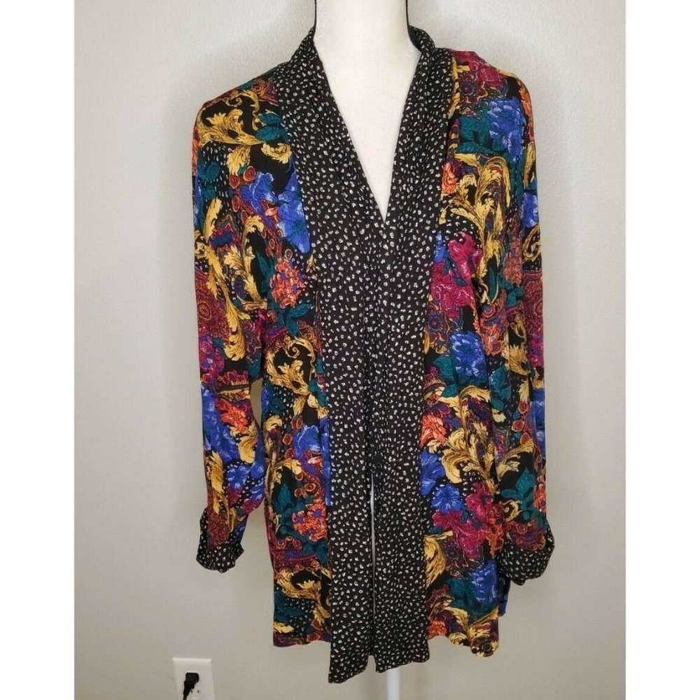 VTG Modiano Size 10 Top Cardigan Floral Open